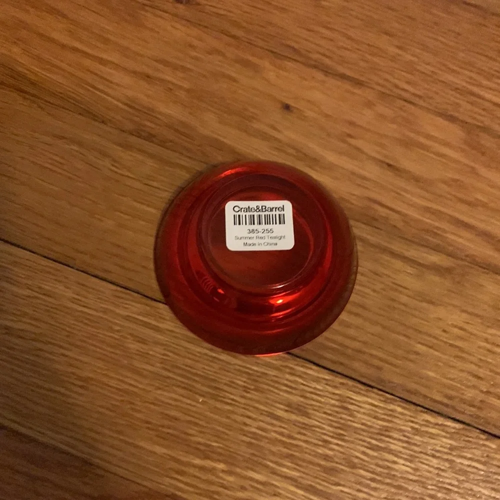 Christmas, 5 Crate & Barrel Red Tea Light Glass Holders